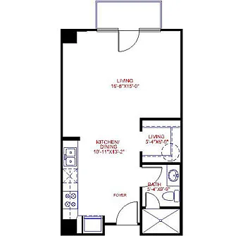 Floor plan Studio 0x1 501-502 SF