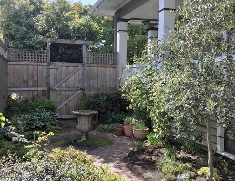 Private side yard.