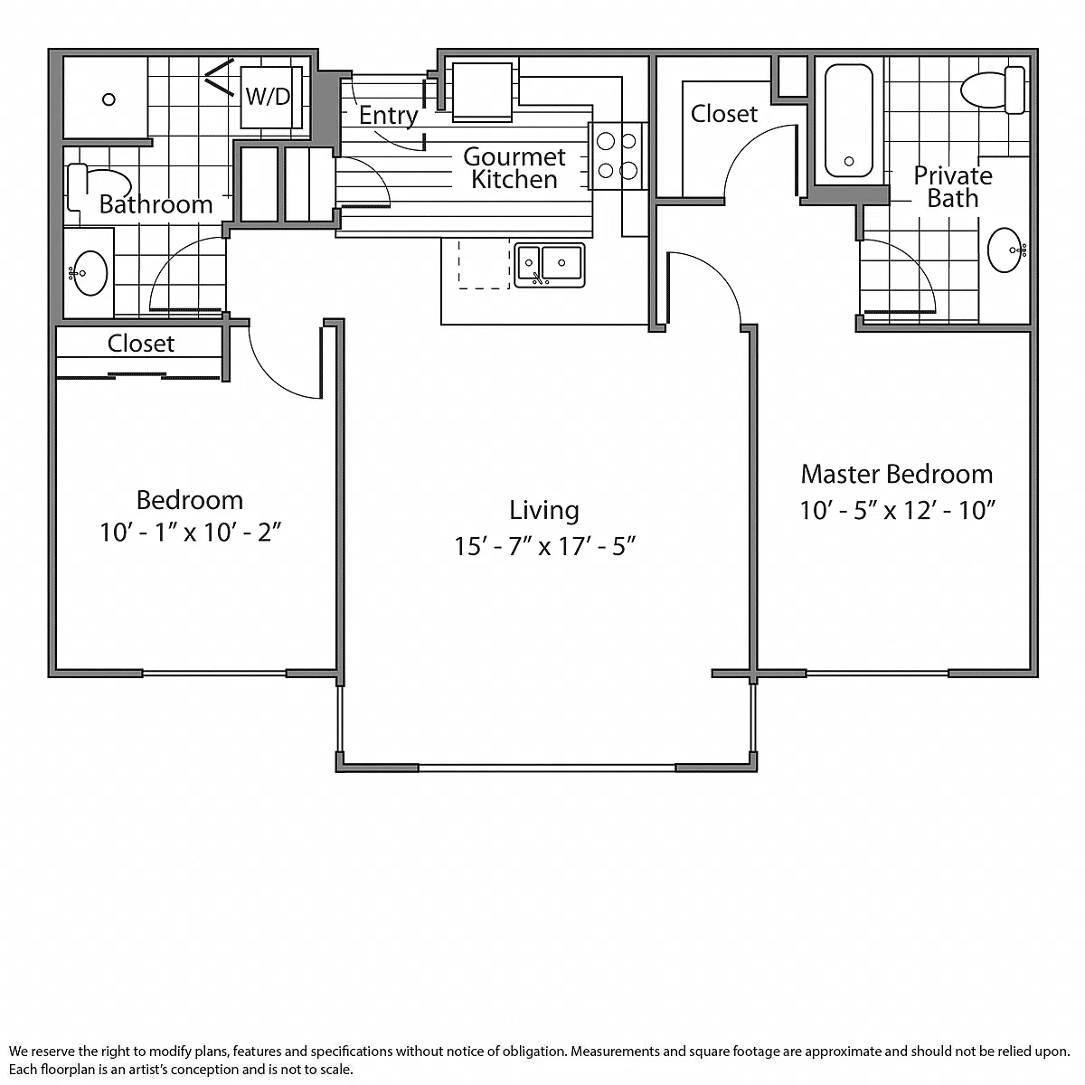 Floor plan Two Bed Two Bath A and B