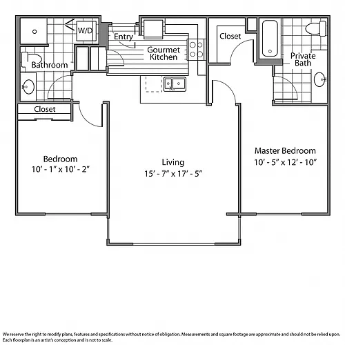 Floor plan Two Bed Two Bath A and B