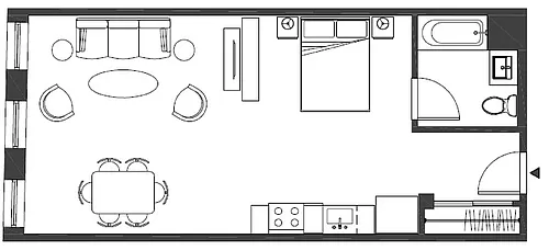 Floor plan Studio, 1 Bathroom