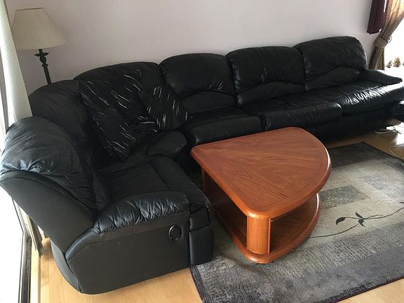 Leather couch in living area