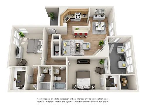 Floor plan 2 BR/2 BA - Steele