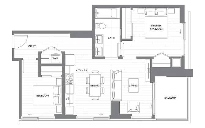 Floor plan 2 Bedroom 2 Bath B3