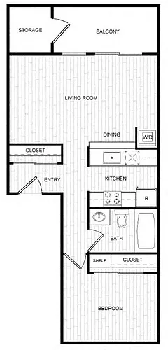 Floor plan 1 Bedroom 1 Bath