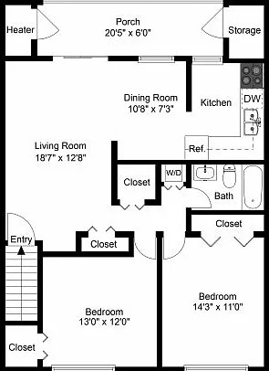Two bedroom floor plan Two bedroom floor plan