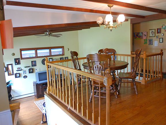 Dining room looking over living room