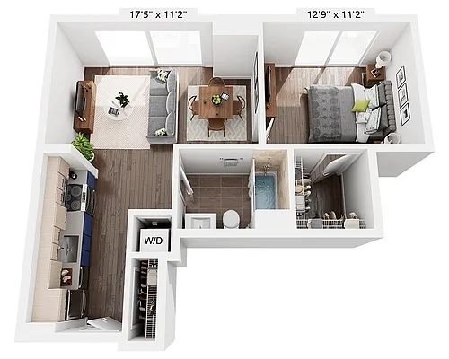 Floor plan One Bedroom A1K