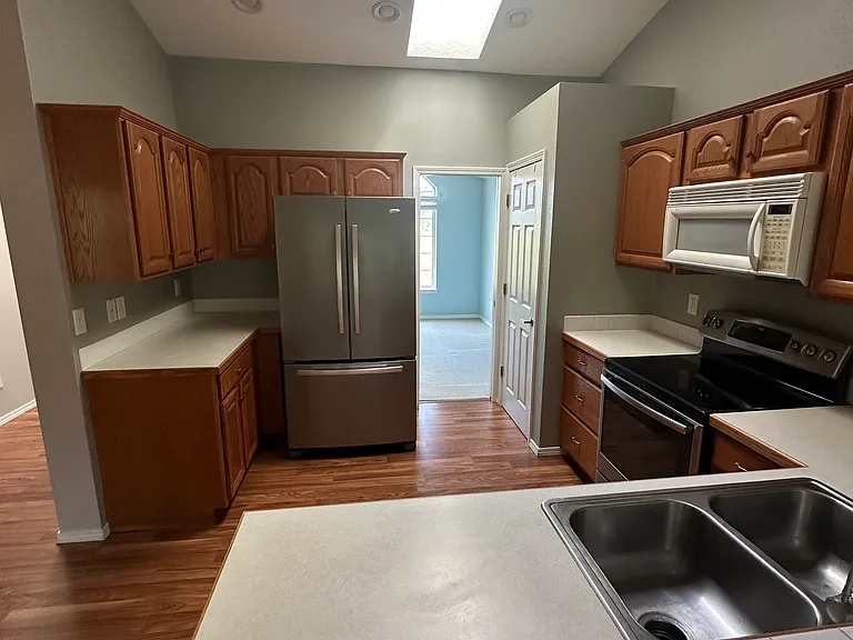 Kitchen with access to front Living Room