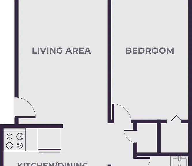 1 Bedroom, 1 Bath Floor Plan 1 Bedroom, 1 Bath Floor Plan