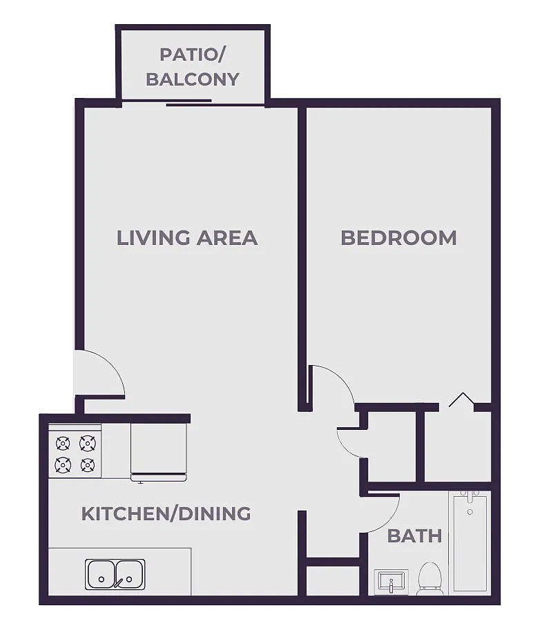 Floor plan 1 Bedroom, 1 Bathroom