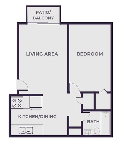 Floor plan 1 Bedroom, 1 Bathroom