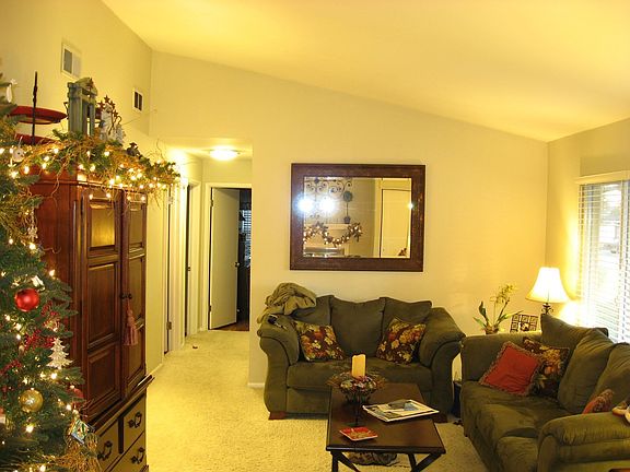 Living room with vaulted ceilings