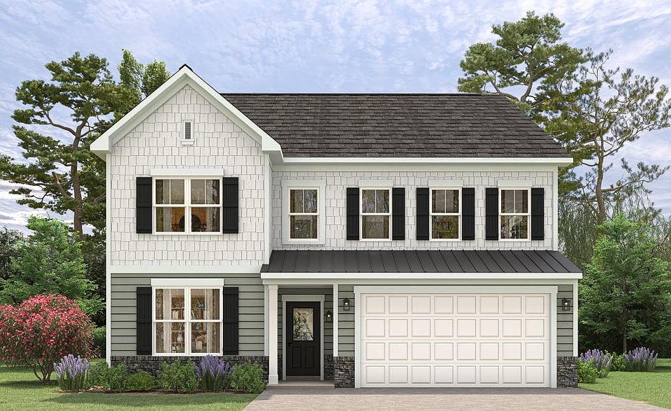 Elevation 1 Shown with Opt. Metal Roof above the garage front porch