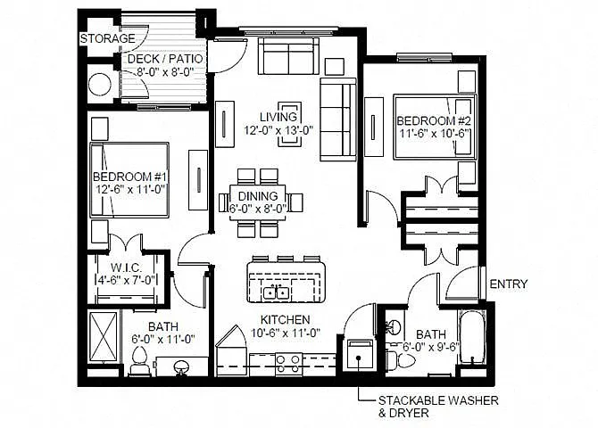 Floor plan Two Bedroom - B