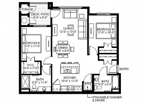 Floor plan Two Bedroom - B