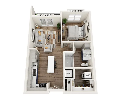 Floor plan One Bedroom A1E-III