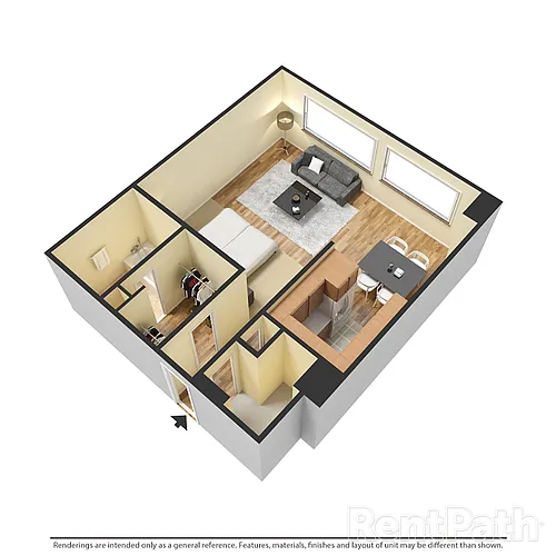 Floor plan 0E1 - Efficiency, 1 Bath