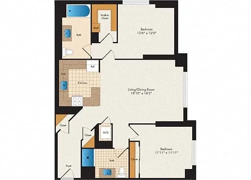 Floor plan Judson - 2 Bed 2 Bath