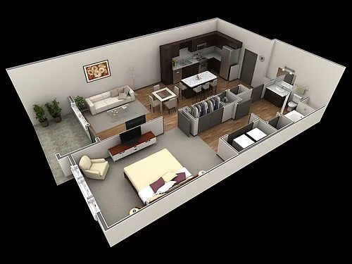 Floor plan 1 BR Premier Courtyard