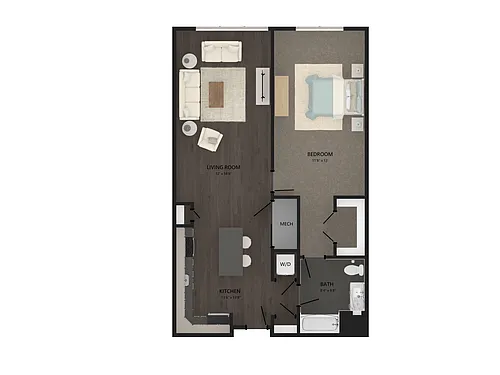 Floor plan 1 Bed/1 Bath-A30