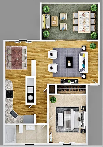 Floor plan One Bedroom One Bath