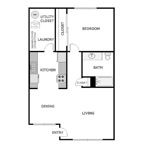 Floor plan 1 BED 1 BATH