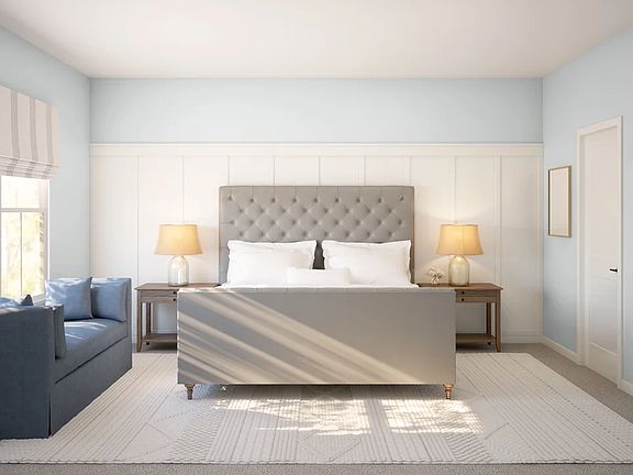 Primary suite with decorative feature wall