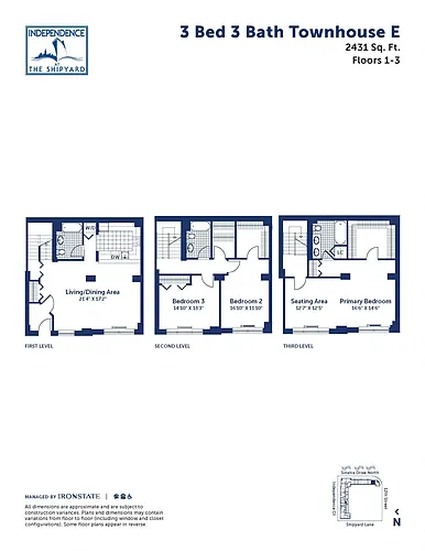 Floor plan 3 Bed 3 Bath Townhouse E
