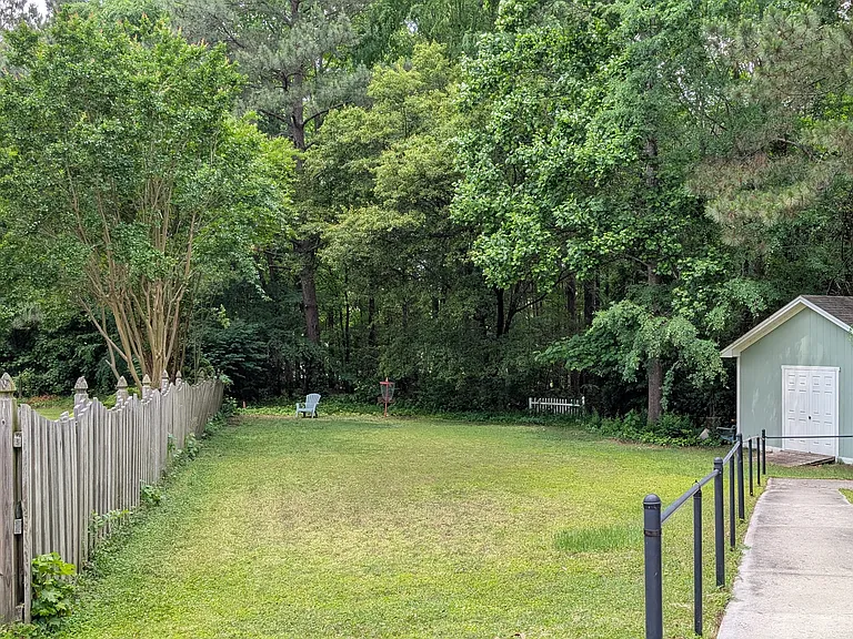 Side yard and storage shed