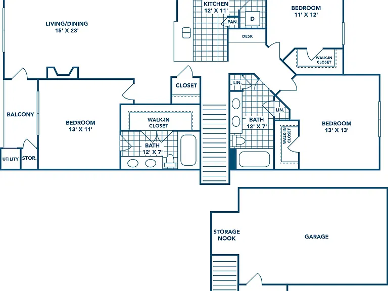 3 Bedroom | 2 Bath | 1341 SF | Attached Garage Available 3 Bedroom | 2 Bath | 1341 SF | Attached Garage Available
