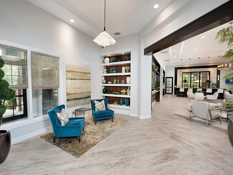 Resident lounge with multiple seating areas