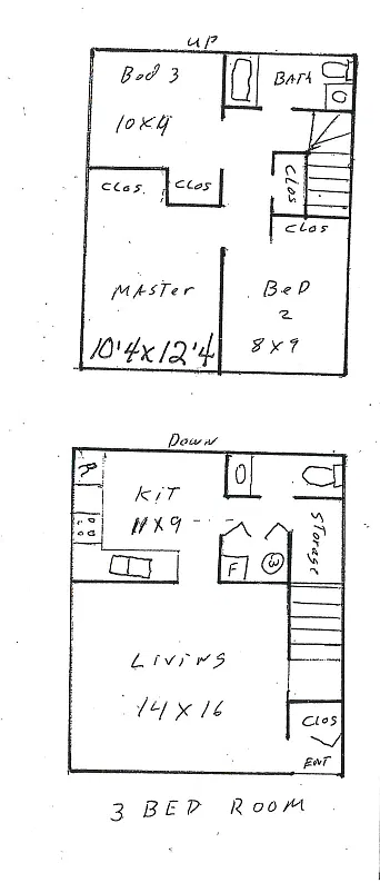Floor plan 3 Bedroom Townhome