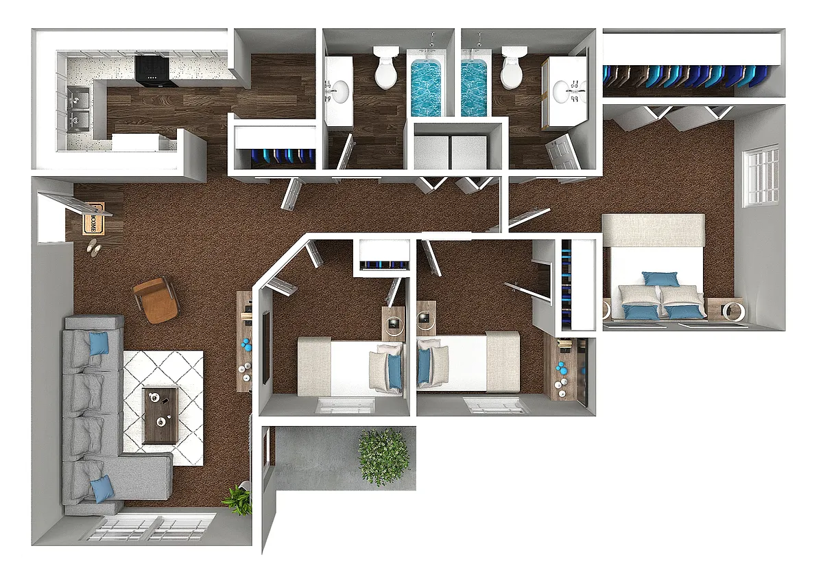 Floor plan 3 Bedroom 2 Bath