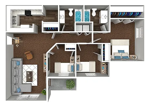 Floor plan 3 Bedroom 2 Bath