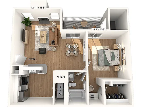 Floor plan A4-879sf-Renovated-II