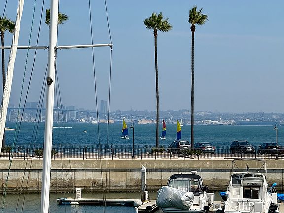 Daytime view from lower deck off Living Room across San Diego Bay toward Coronado Bridge and Downtown.