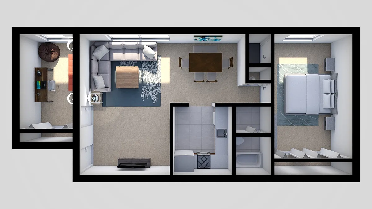 Floor plan 1 Bedroom and Den