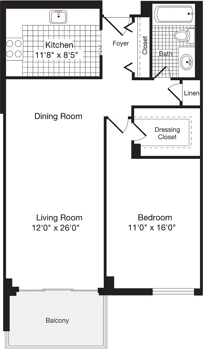 Floor plan 1 Bedroom C