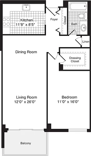 Floor plan 1 Bedroom C