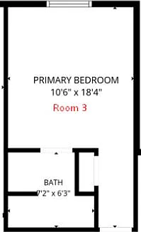 Spacious primary bedroom with an adjoining bath, offering a practical layout and added privacy for daily routines.