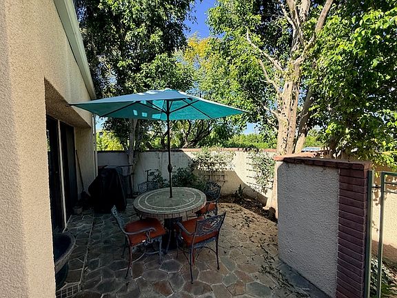 Patio features many shade trees