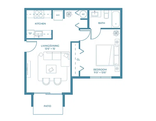 Floor plan 1 Bed 1 Bath
