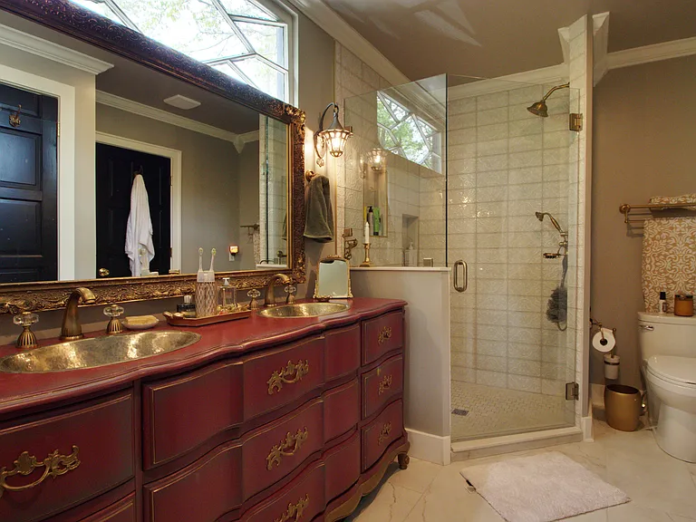Brand new primary bathroom with walk in closet