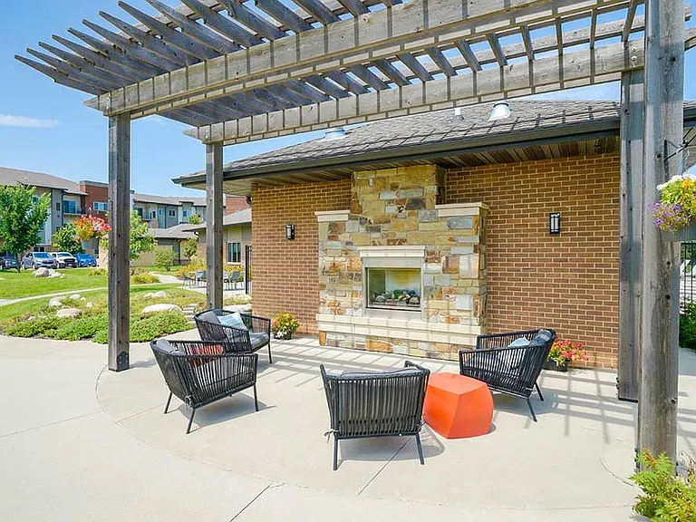 Brisk nights are perfect for enjoying the outdoor fireplace.