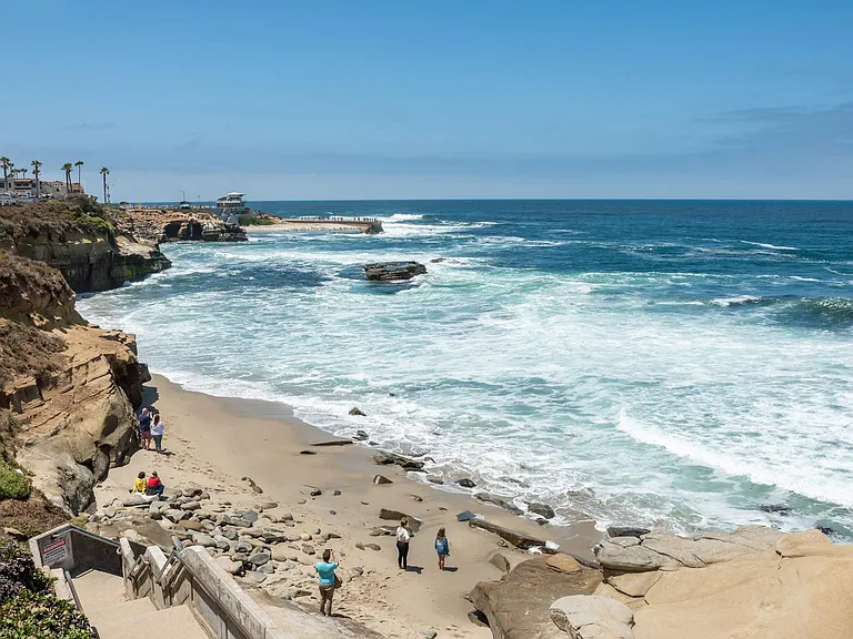 Beach is steps away from the building.