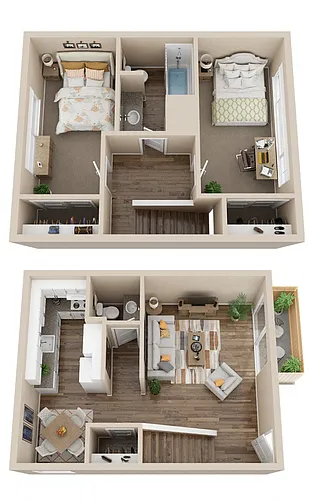 Floor plan 2 Bed 1.5 Bath Townhome