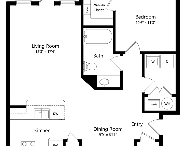 1 Bedroom | 1 Bath | 750 SF | Renovated 1 Bedroom | 1 Bath | 750 SF | Renovated