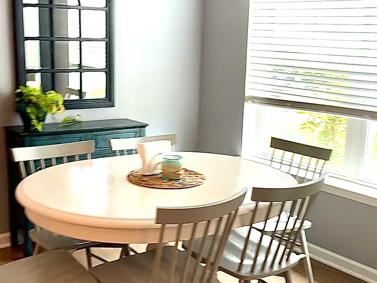 View from family room of dining area