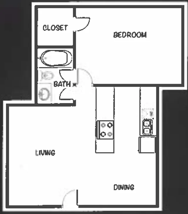 Floor plan 1 bedroom 1 bath